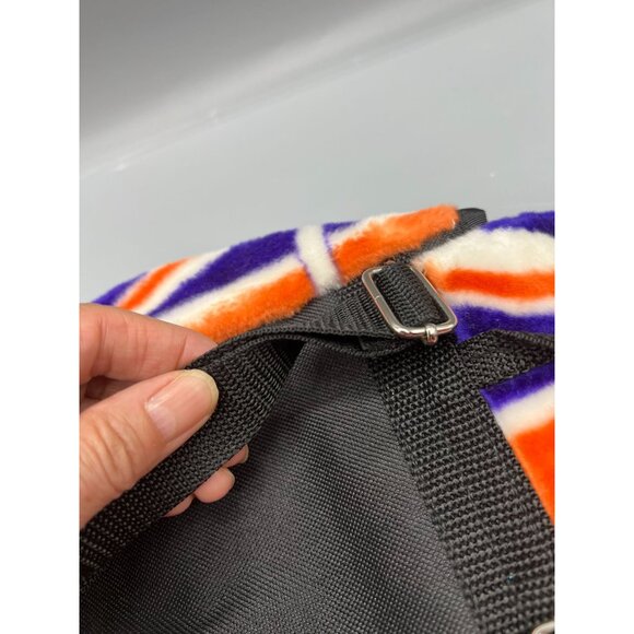 Union Jack Plush Backpack Zipper Pocket Small Pom Pom Key Ring Adjustable - Picture 11 of 16